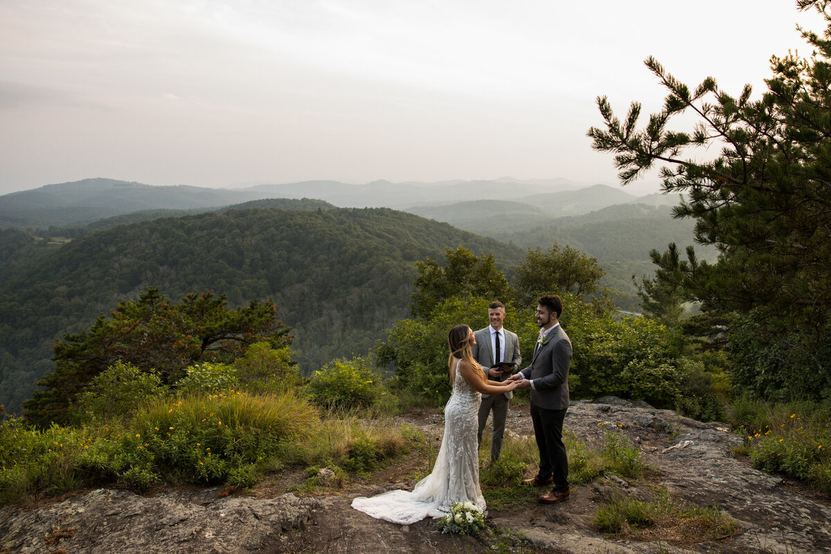 couple is married on the blue ridge parkway with an epic mountain view