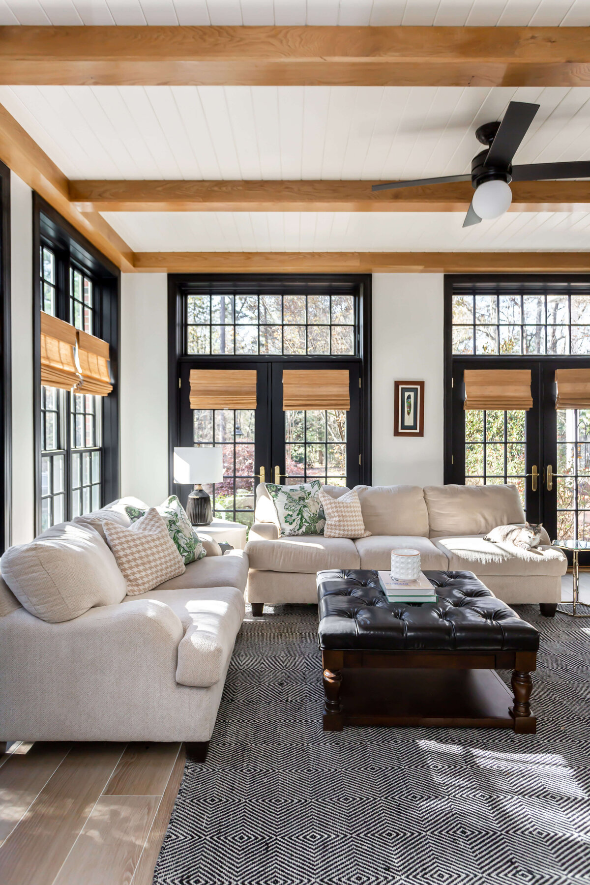 sweet southern home brighton place upholstered coffee table with ivory sofa and loveseat living room