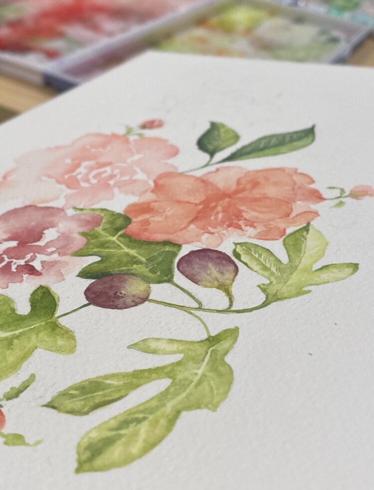 Custom flower watercolor art