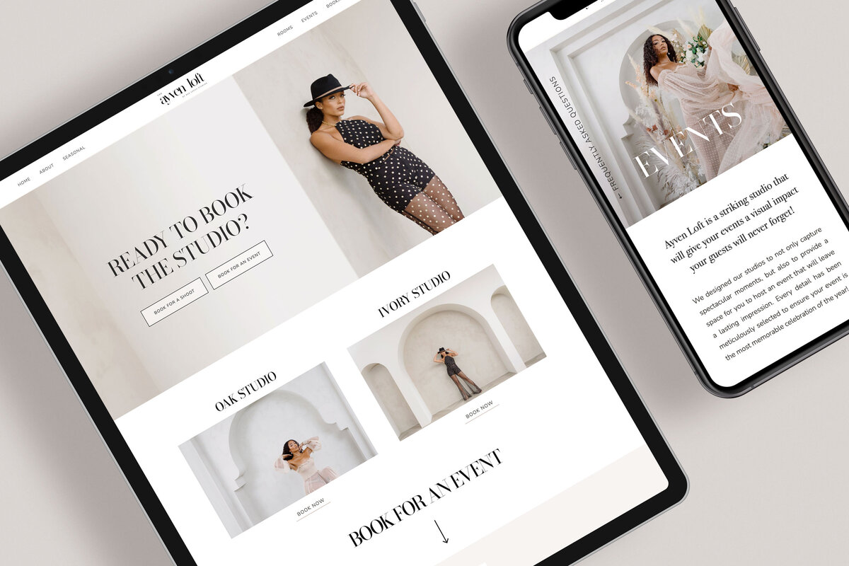 website design on an iPad and an iPhone
