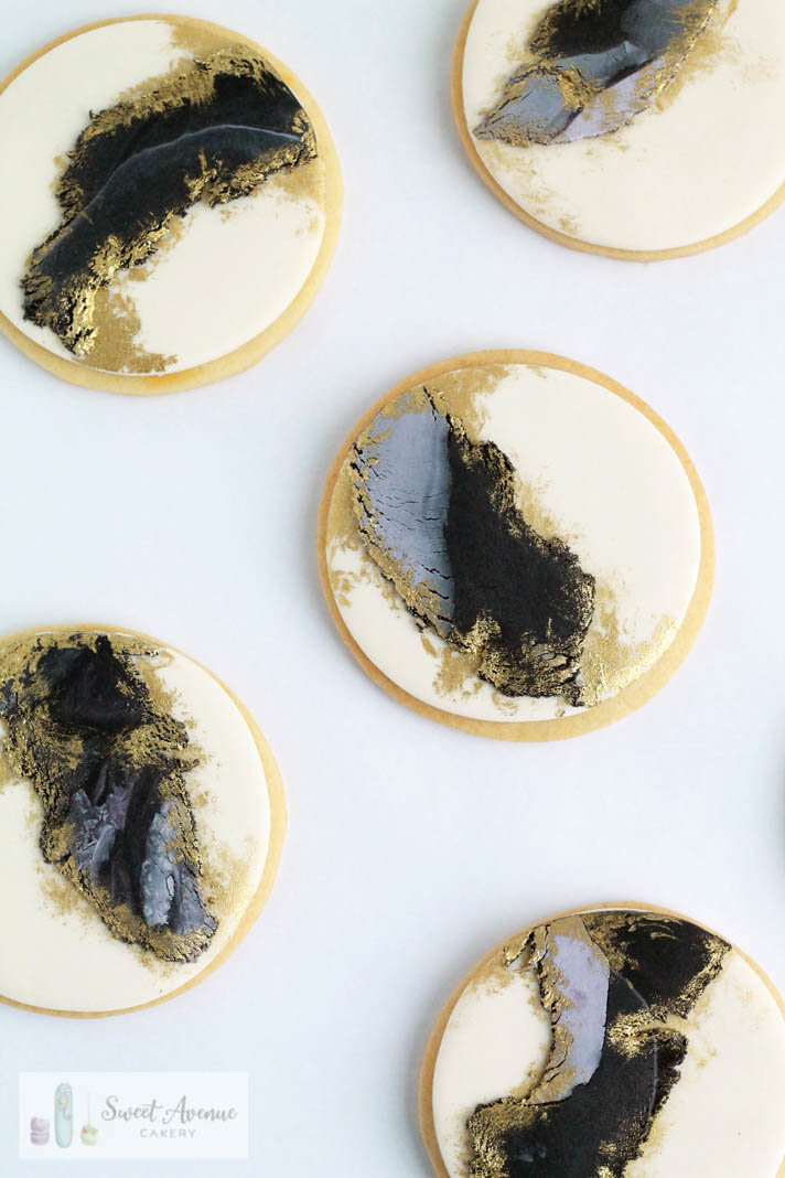 modern black, white and gold marble cookie