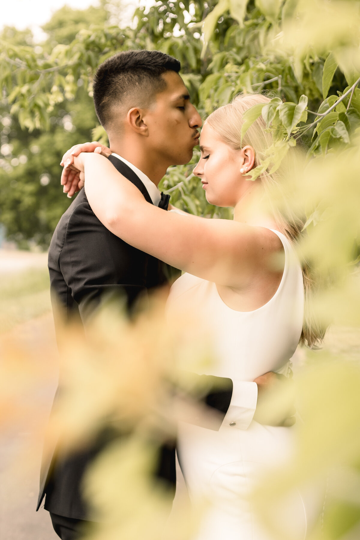 Bride and groom portrait on wedding day