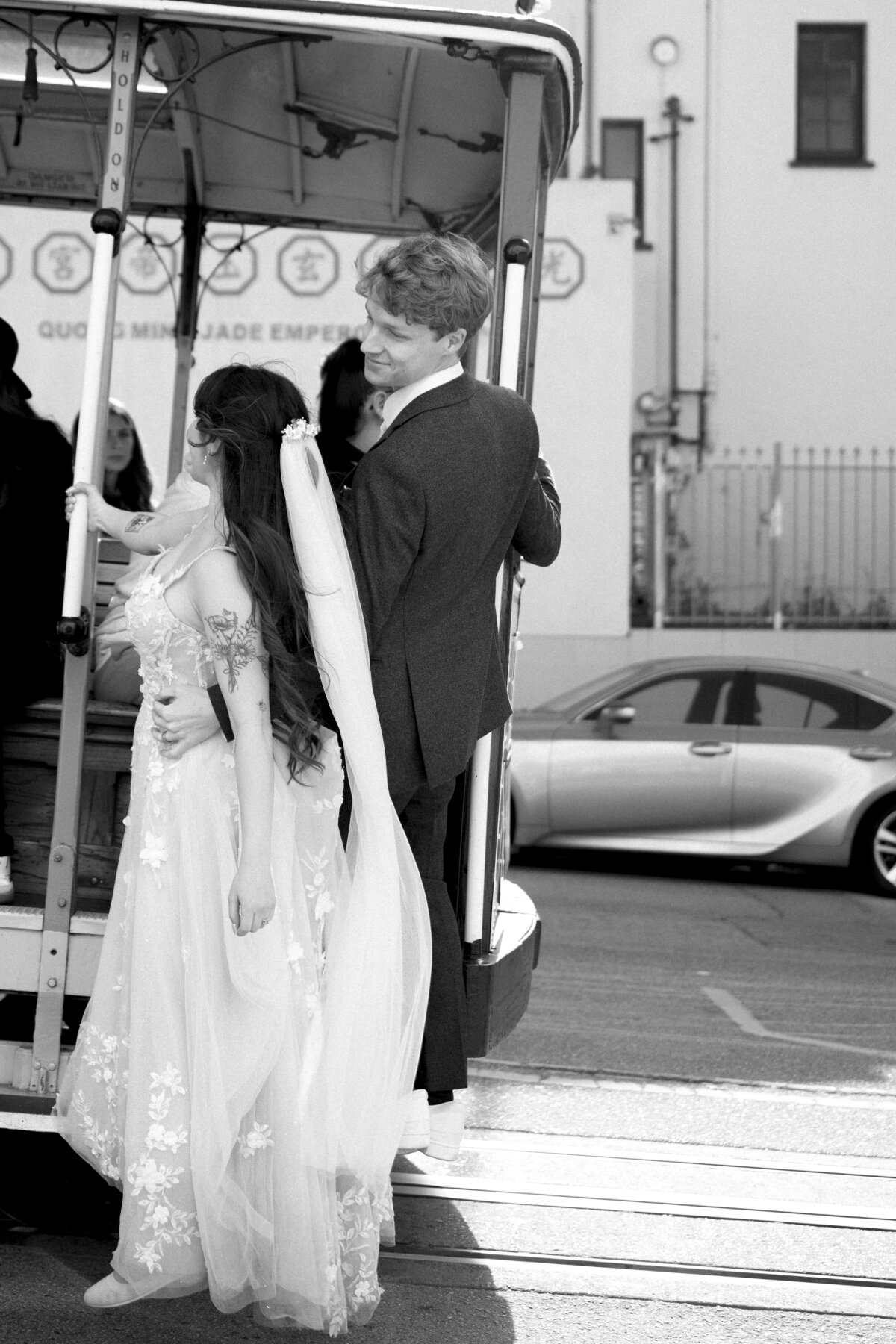 Bride and Groom in China Town in San Francisco, California