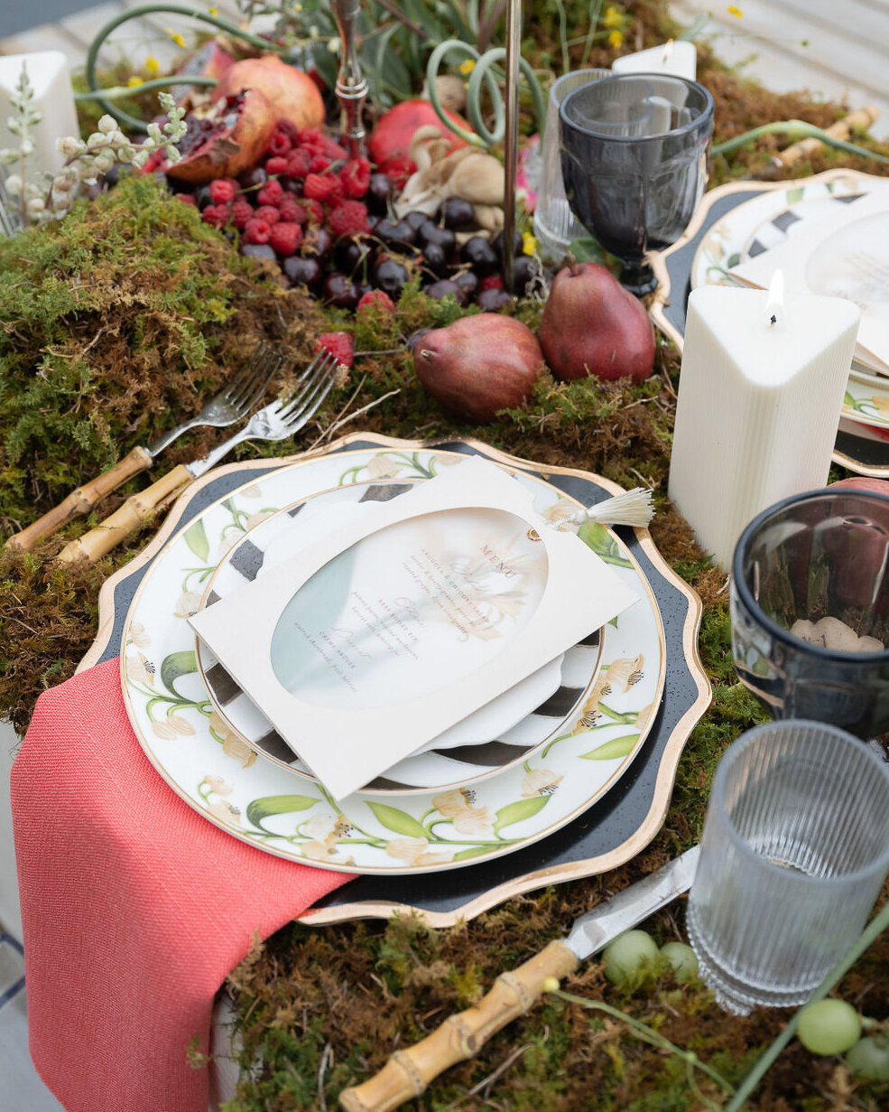 Lattice Laser Pocket Wedding Menu with Vellum Overly Digitally Printed Printed with Tassel