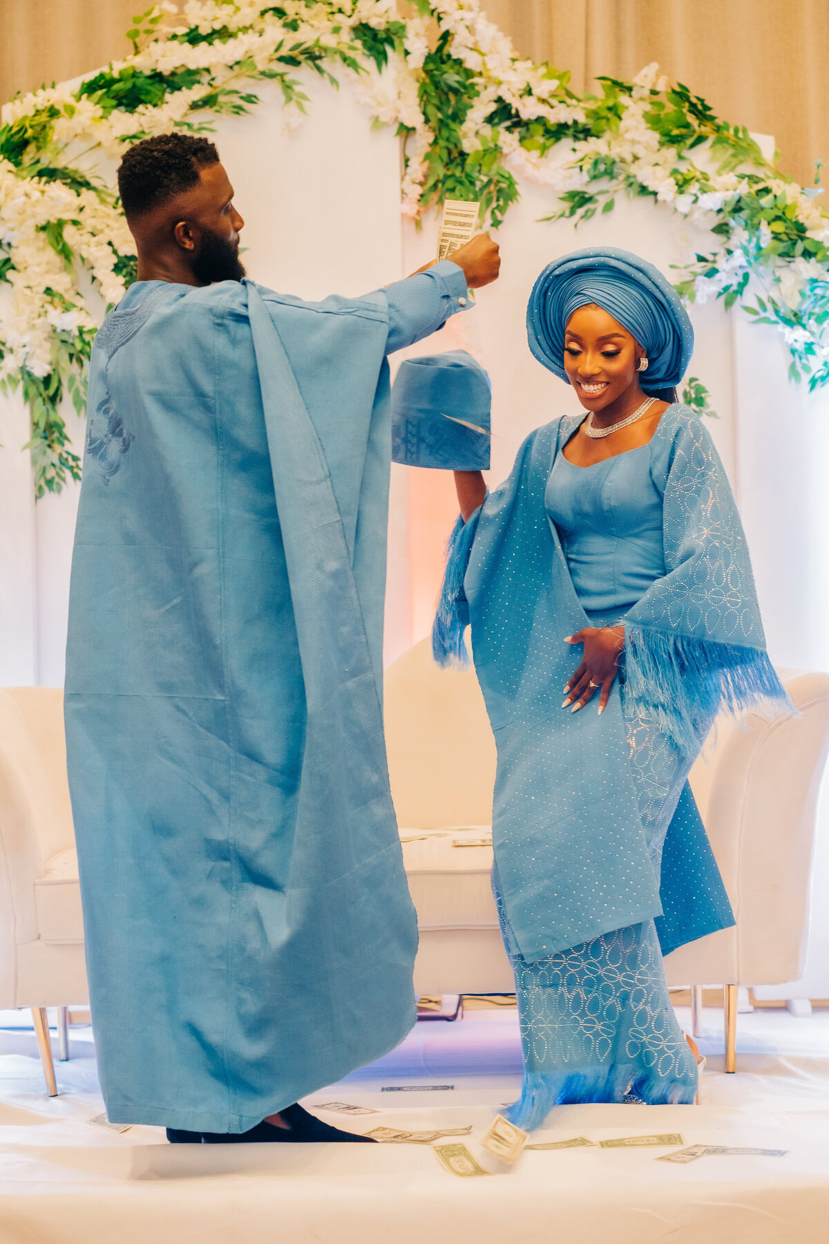 Tolu and Francis Oruka Events Wedding and event planners Toronto canada planner African Nigerian Ghana fusion  asoebi bella baby blue aso oke kente gele194