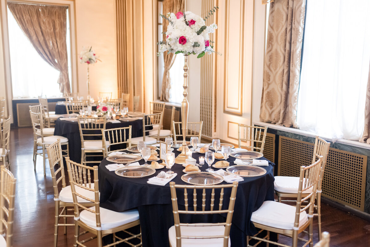wedding reception setup at the george washington hotel