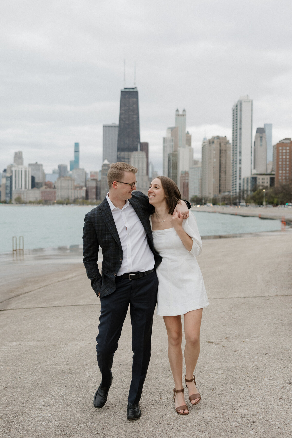 Romantic engagement photography Indianapolis city backdrop