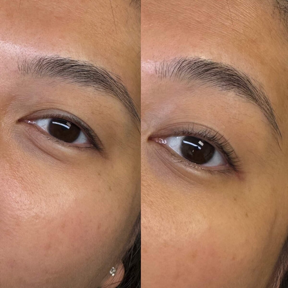 eye lash transformation after a lift and tint with beauty professional Stephanie Schuh