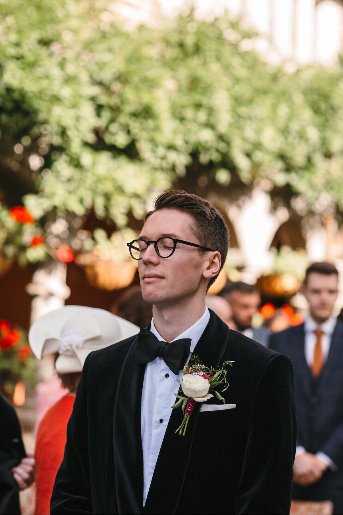 Groom nervously awaits brides' arrival