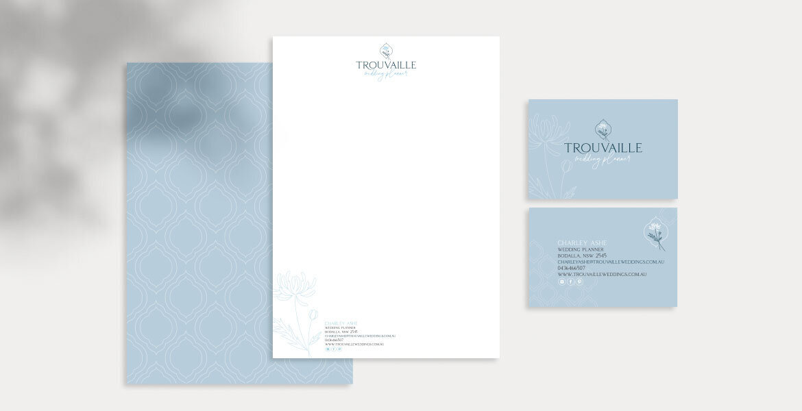 Letterhead and business card design for wedding planner