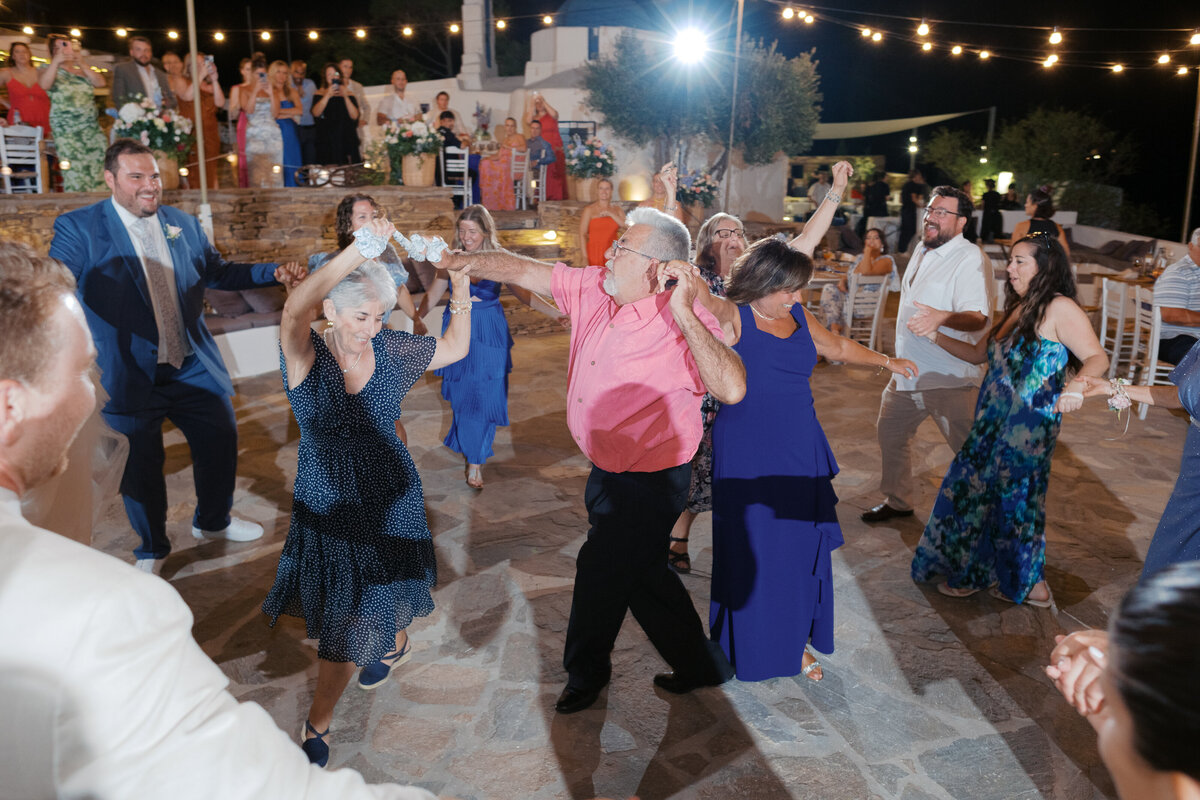 wedding reception at a destination island wedding on Paros, Greece
