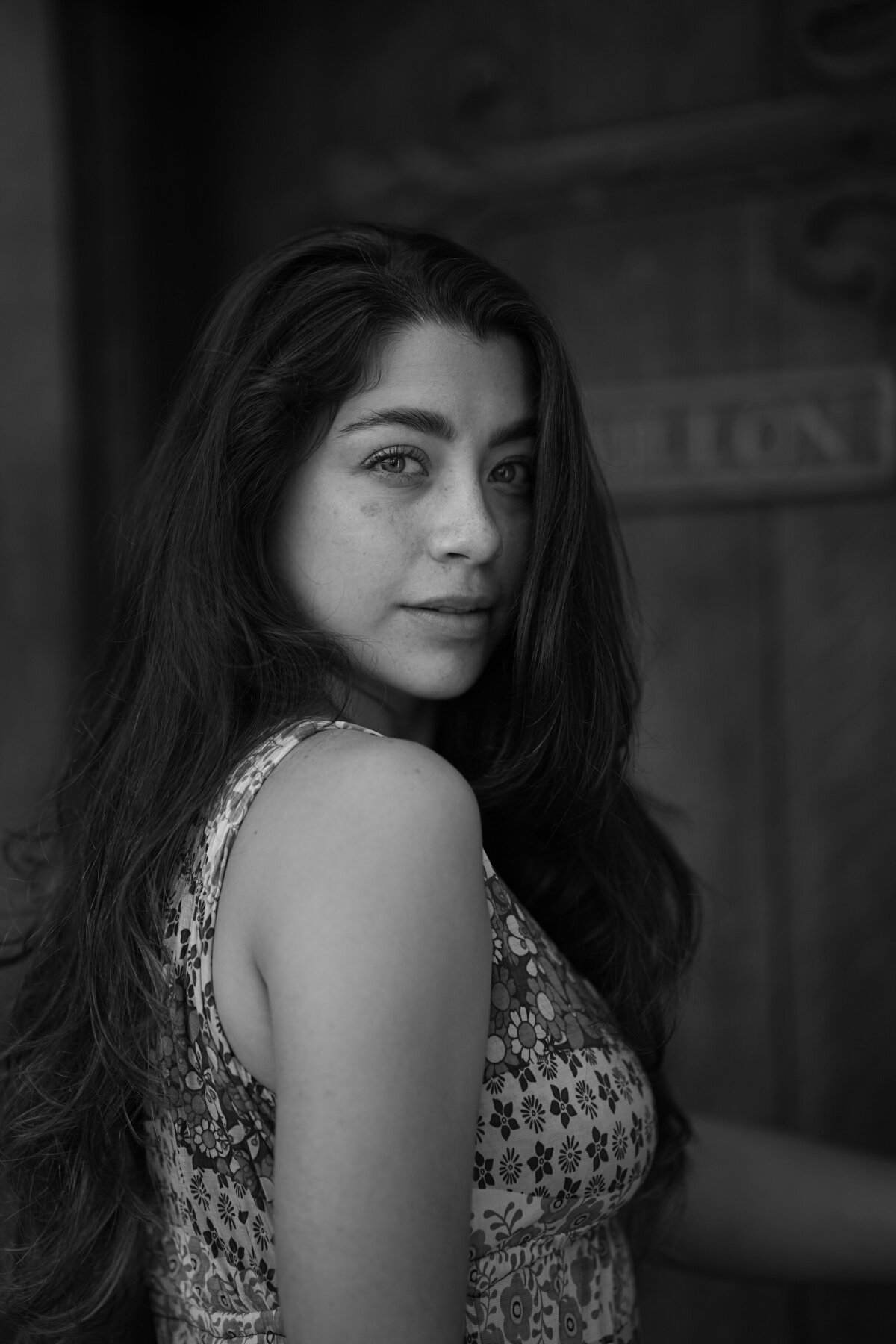 Toronto model, actress, and artist captured in a black and white portrait
