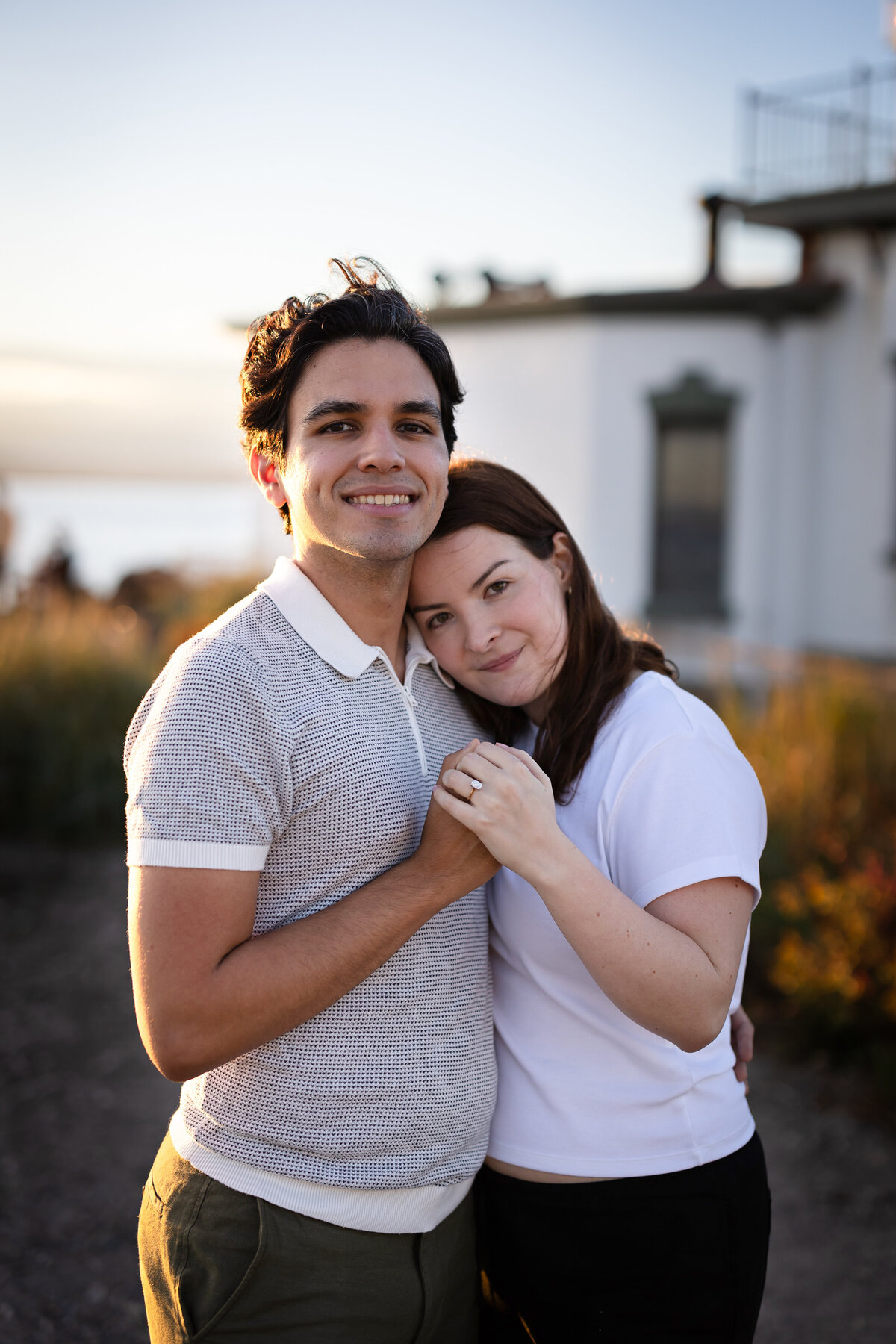 sweet engagement session on a beach in seattle