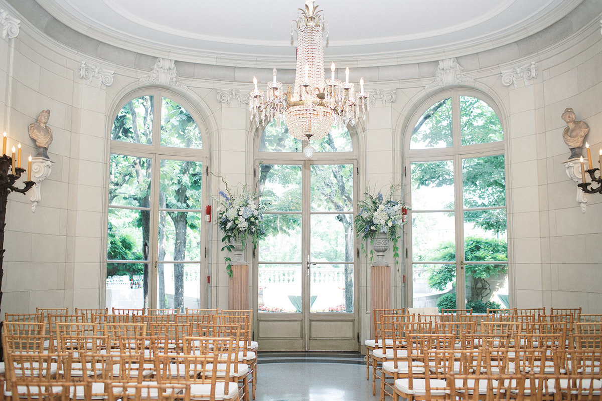 Ceremony floral decor in the Meridian House in Washington, DC