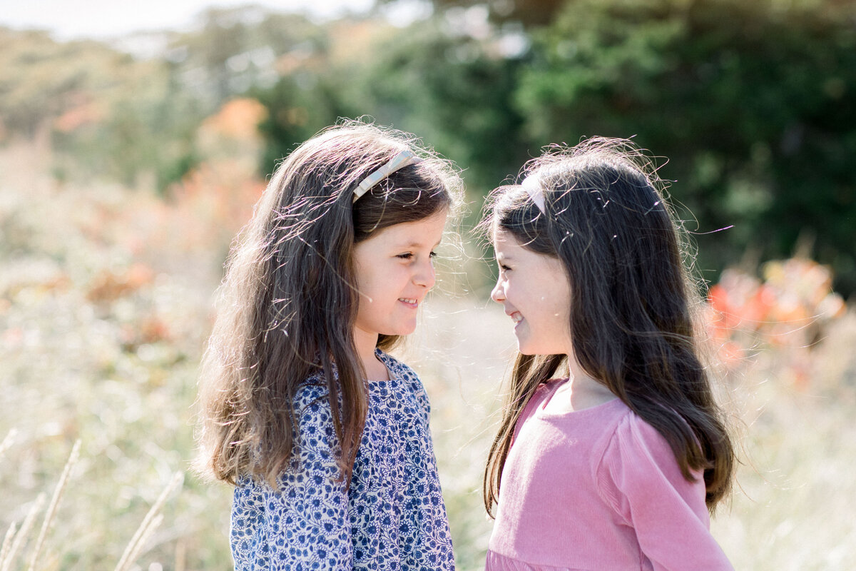 two girls at new hampshire family photo session