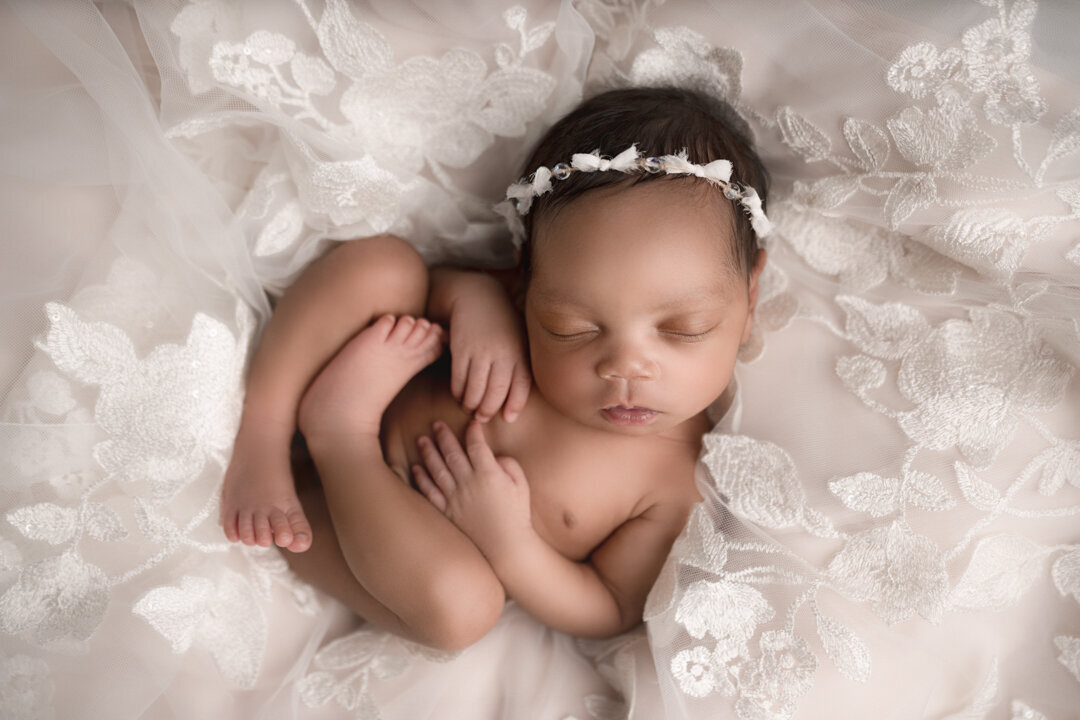 Grand Rapids Newborn Photography Baby with Sheer Fabric by For the Love of Photography