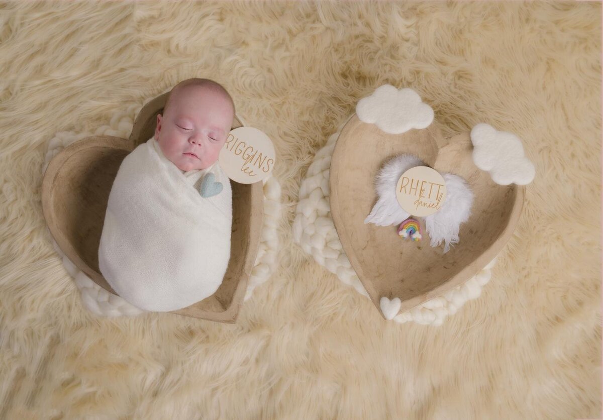 2 hearts one baby newborn photos