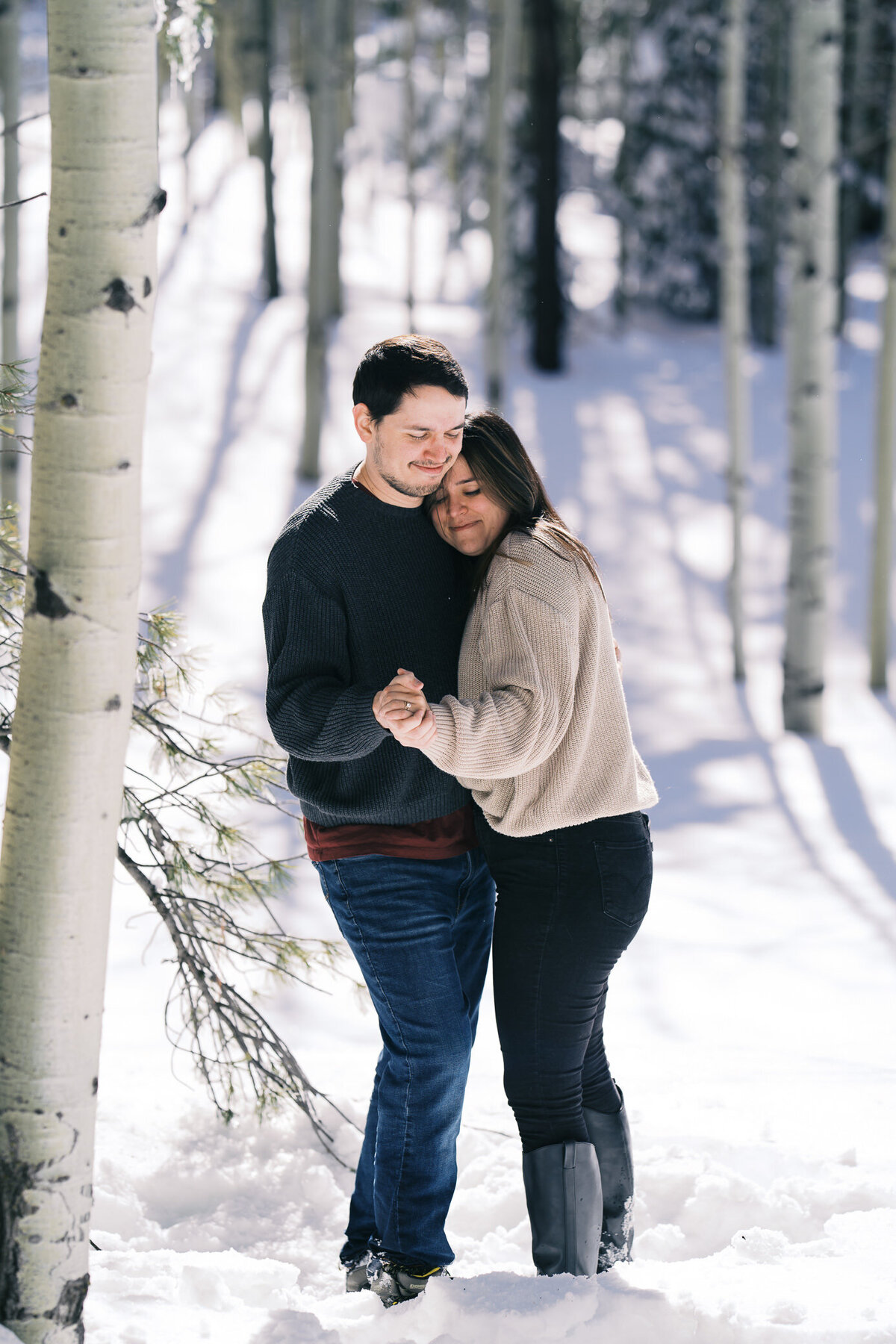 engaged-couple-aspen-corner-snow-flagstaff