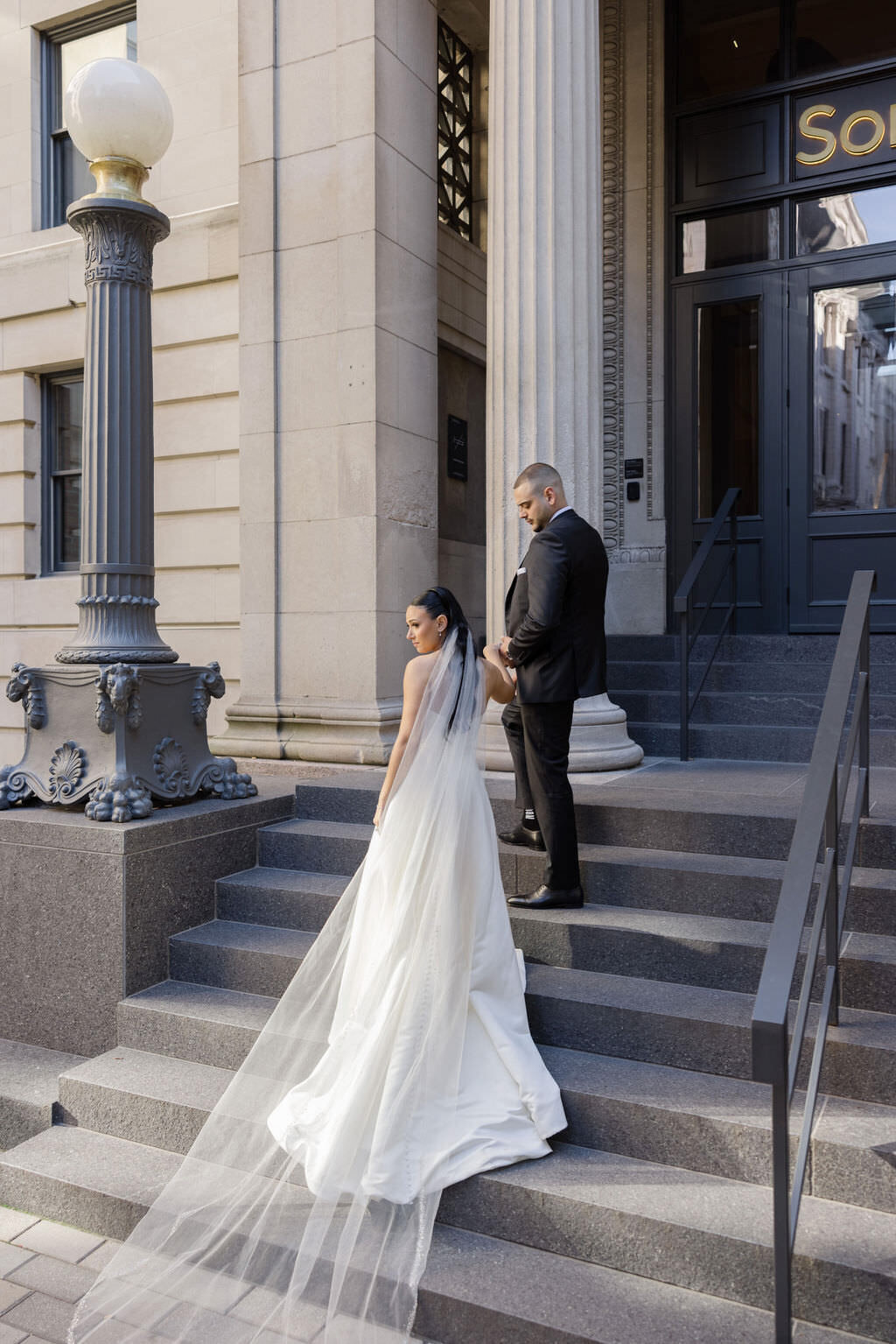 elegant bride and groom old montreal wedding | Ritz carlton Montreal wedding | st james theatre Old montreal wedding