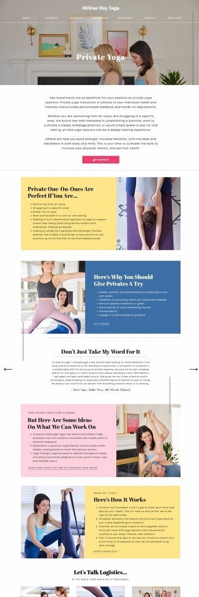 FayDesign.Co Helene Roy Yoga Private Yoga Page