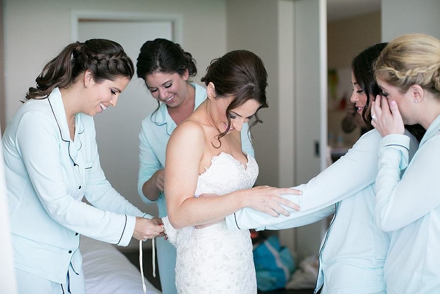 miami wedding with bride getting dressed