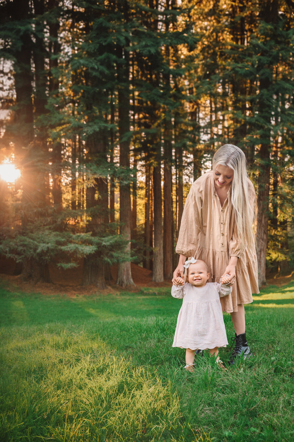 mum and baby in the forest