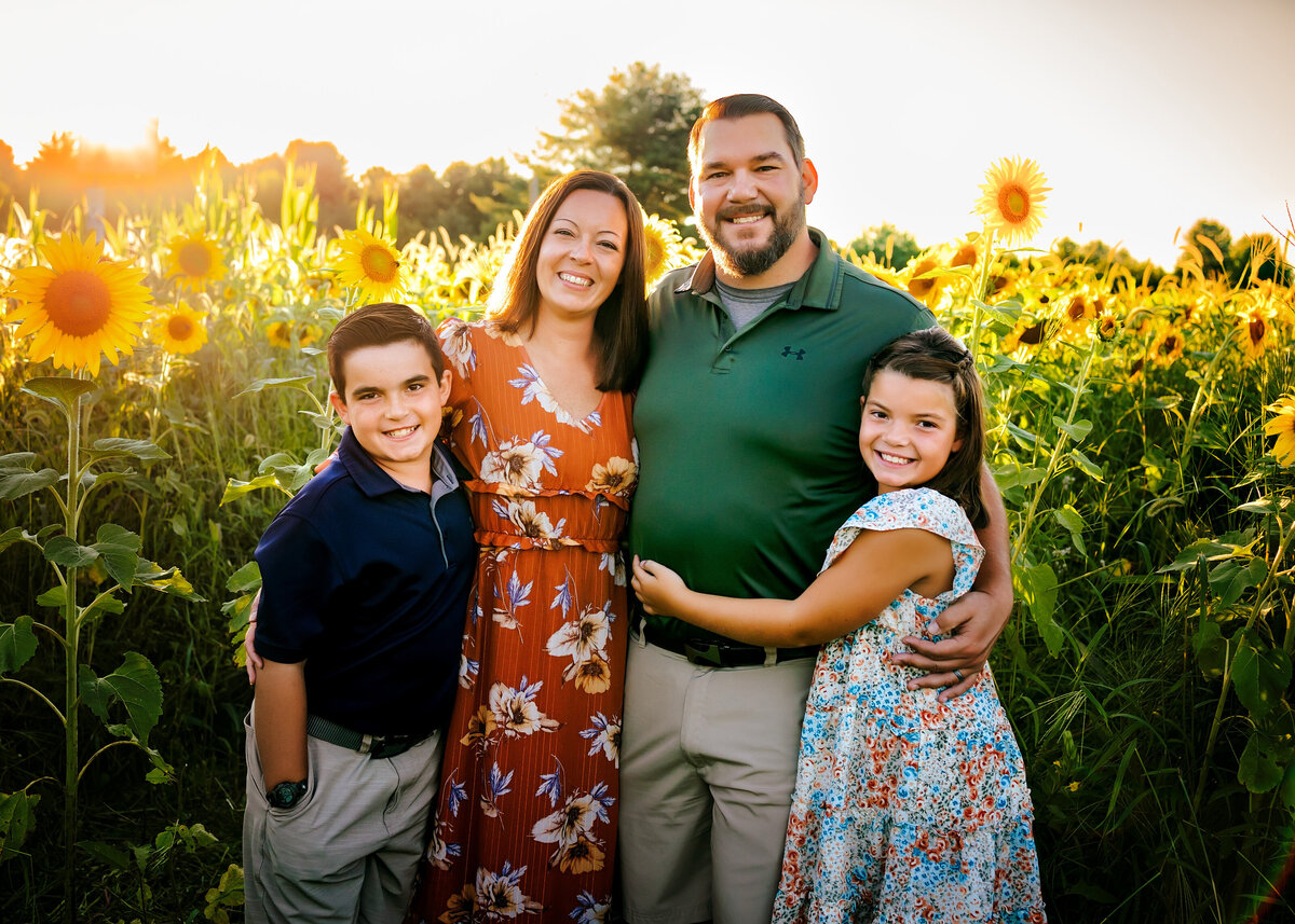 family photos with sunflowers