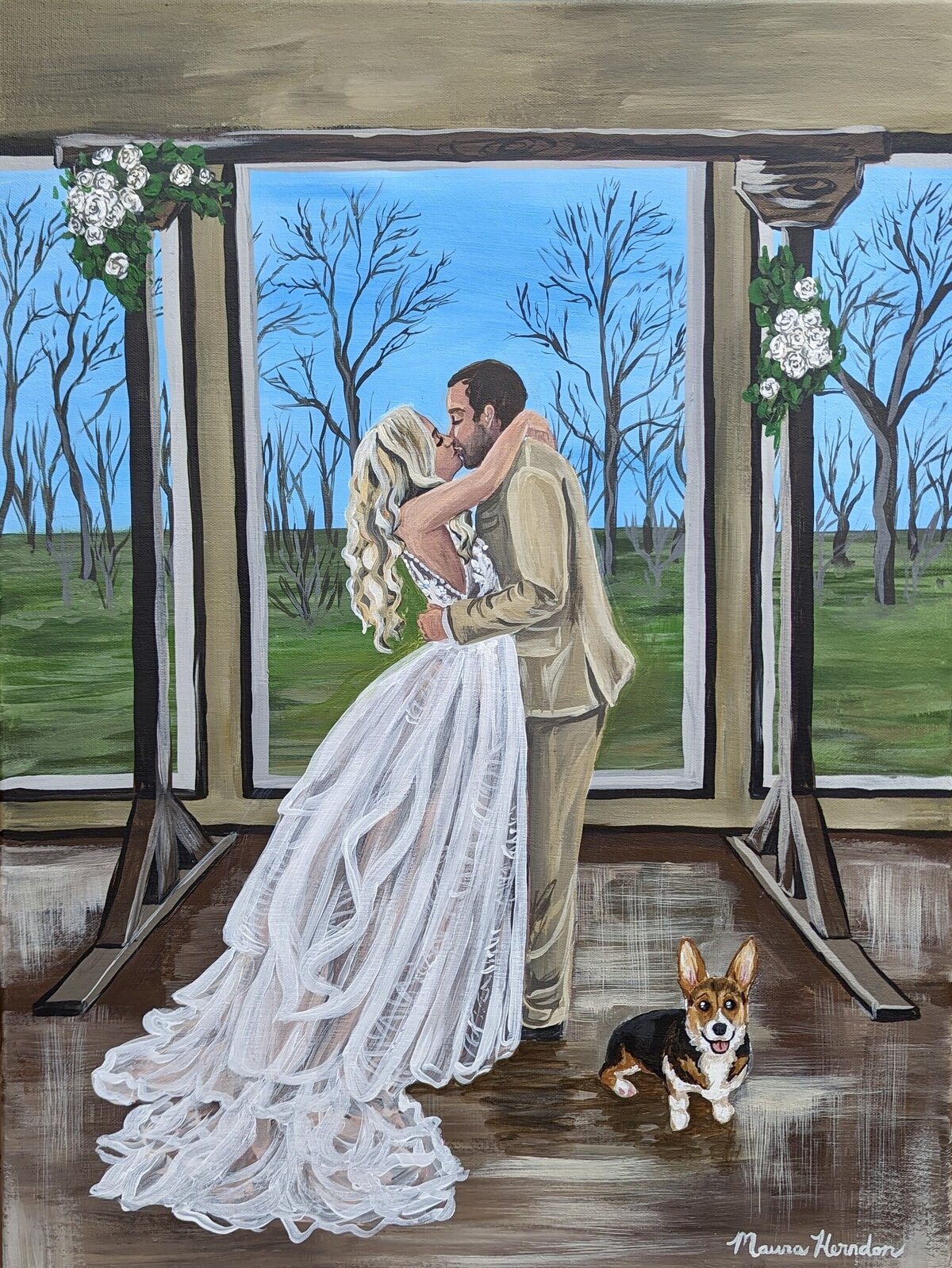 dallas texas live wedding painting by Maura Herndon