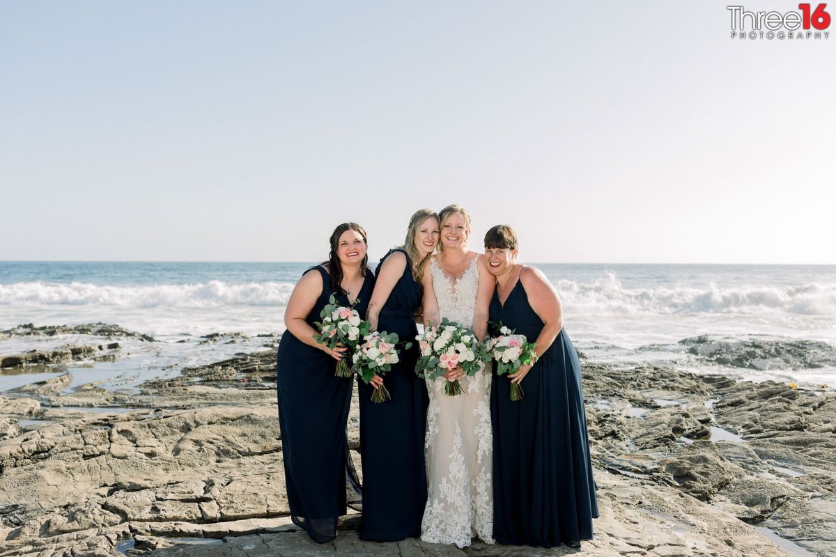 Bride and her Bridesmaids on the beach