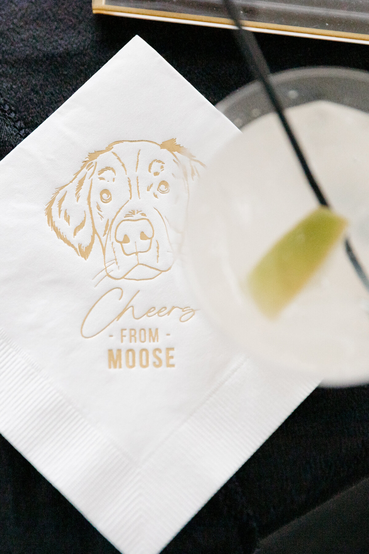 Cocktail napkin with couple's dog