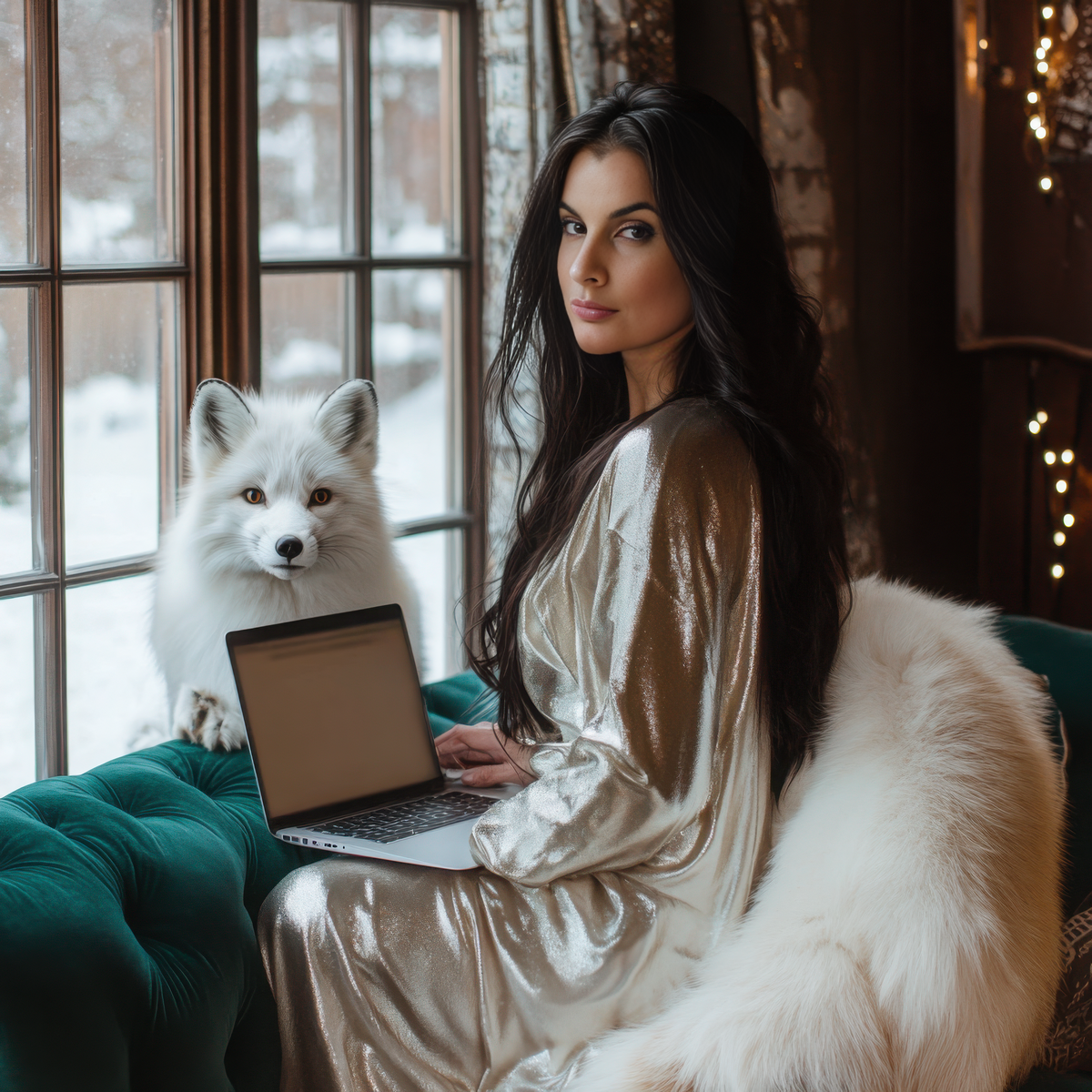 Lu with her fox at the window