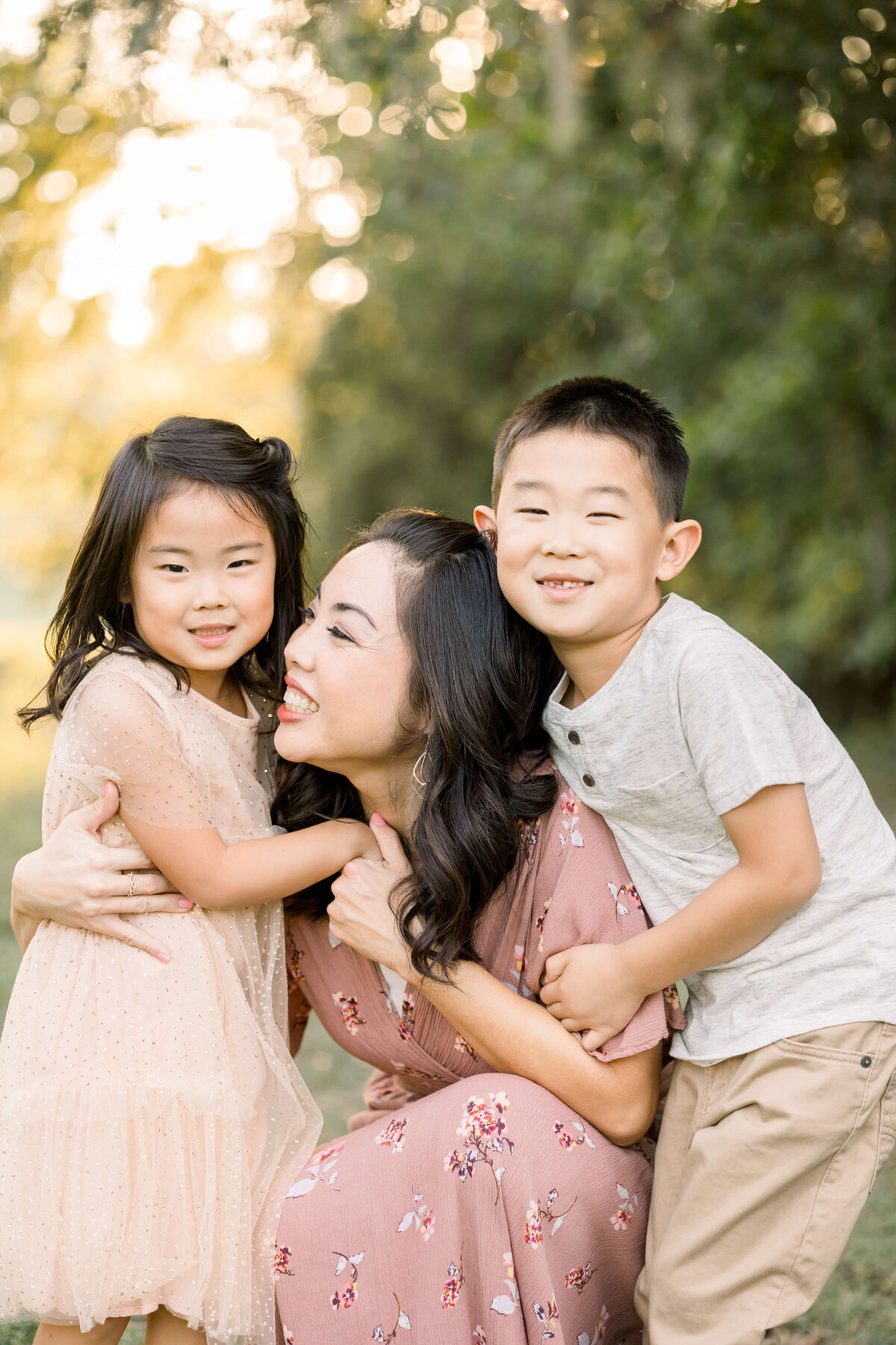 a mom with her young son and daughter