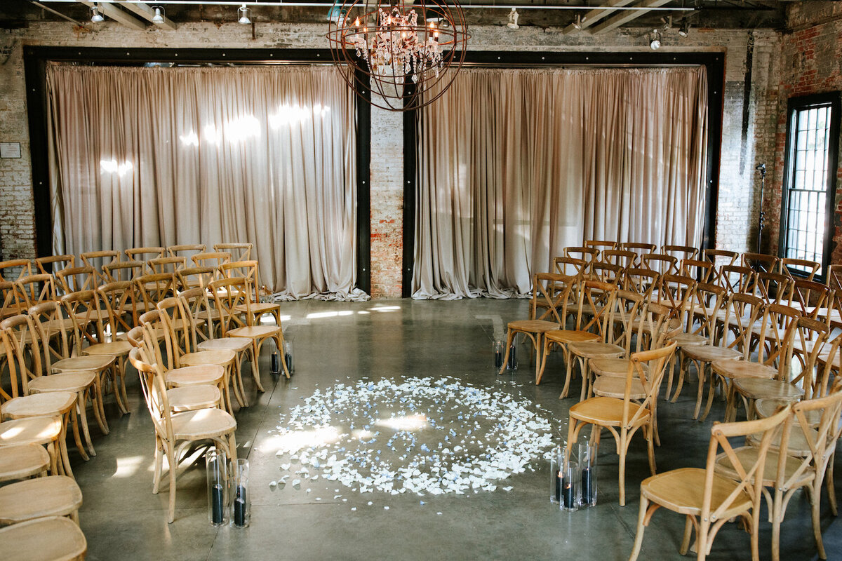 Love & Luster Floral Design Mt Washington Mill Dye House wedding rose petal circle ceremony