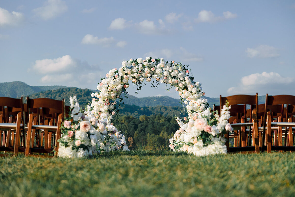 Pixels and Wood Creative_The Shiloh_Him Her Photo_Floral Circle Arch_North Carolina Wedding_Ceremony-15