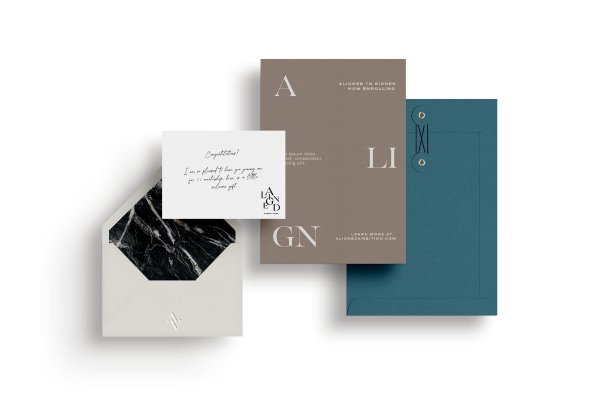 Realistic letter and envelope for real estate coach and interior designer