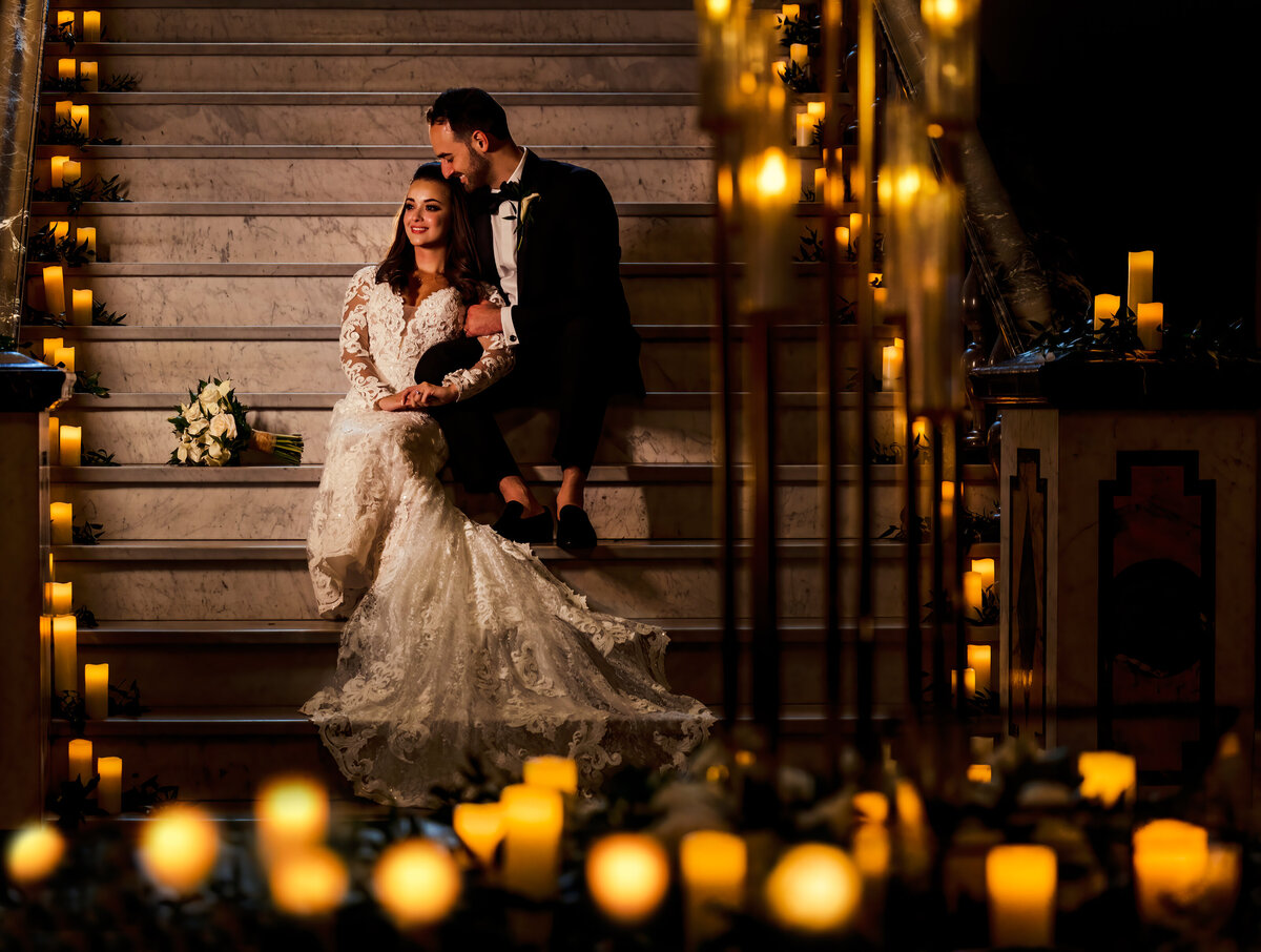 A couple at the Union Cleveland in Cleveland enjoys the warm glow of the candle lights.