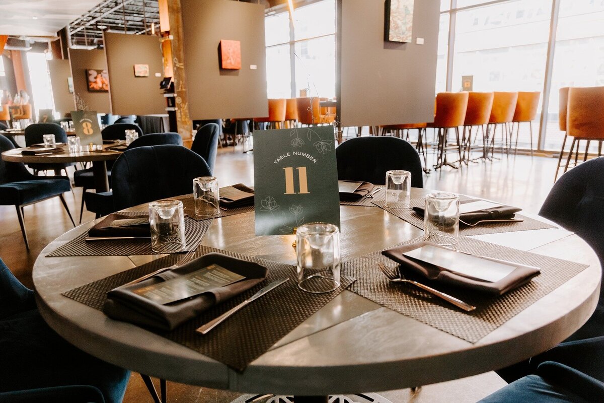 Dining table with seating arrangement number