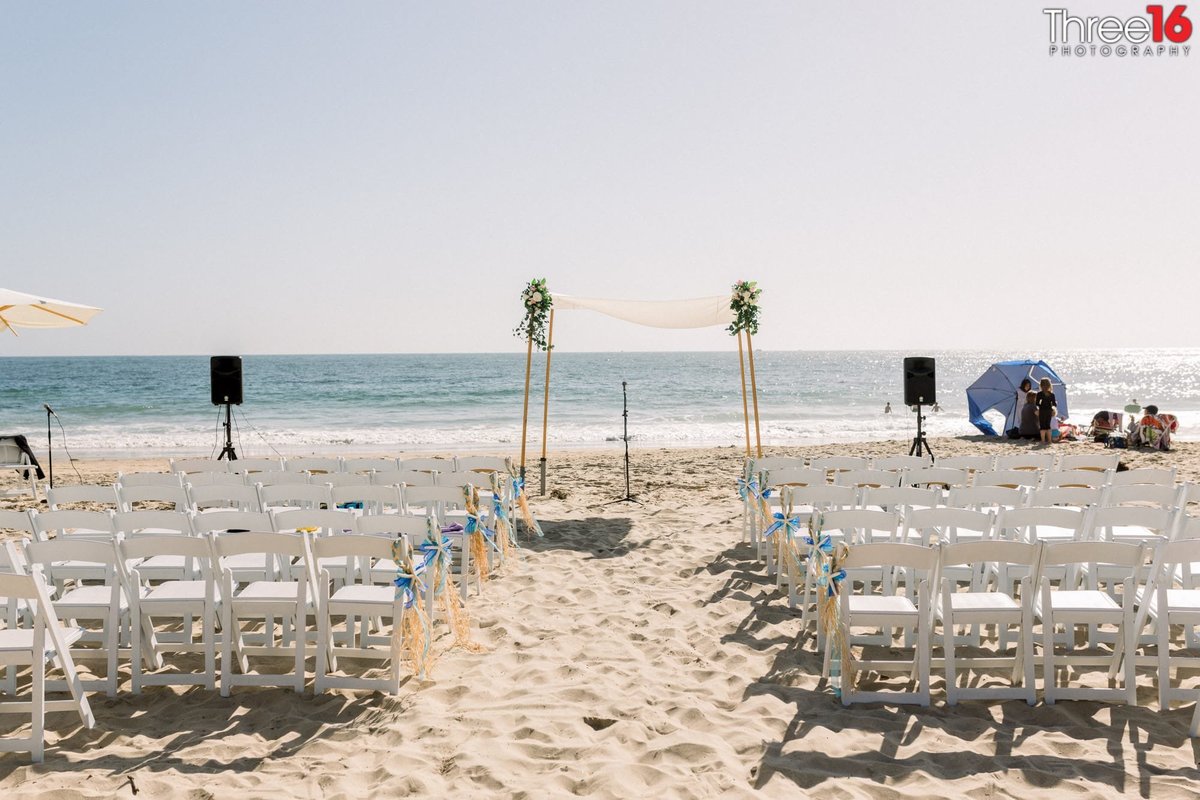 Crystal Cove State Beach wedding ceremony setup