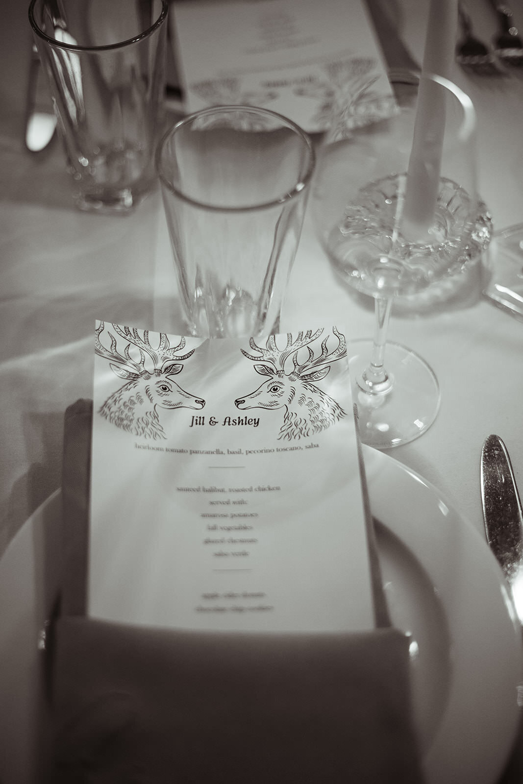 Close up of wedding menu