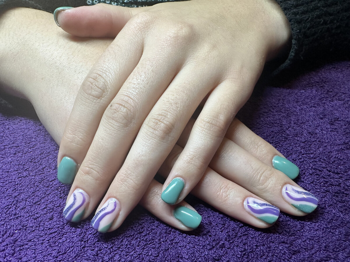 teal-and-purple-nails
