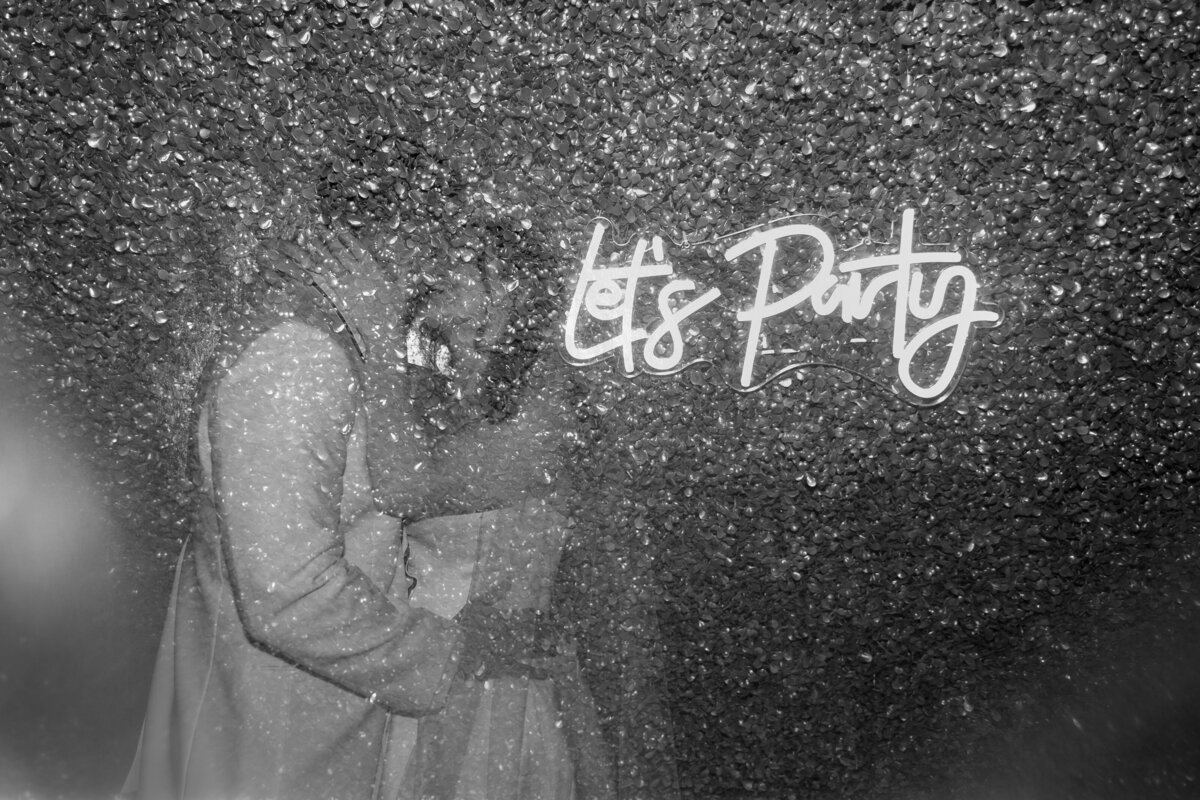 outdoor party wedding photos in black and white