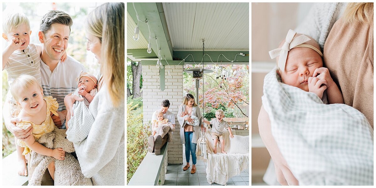 in-home newborn session with  family of 5