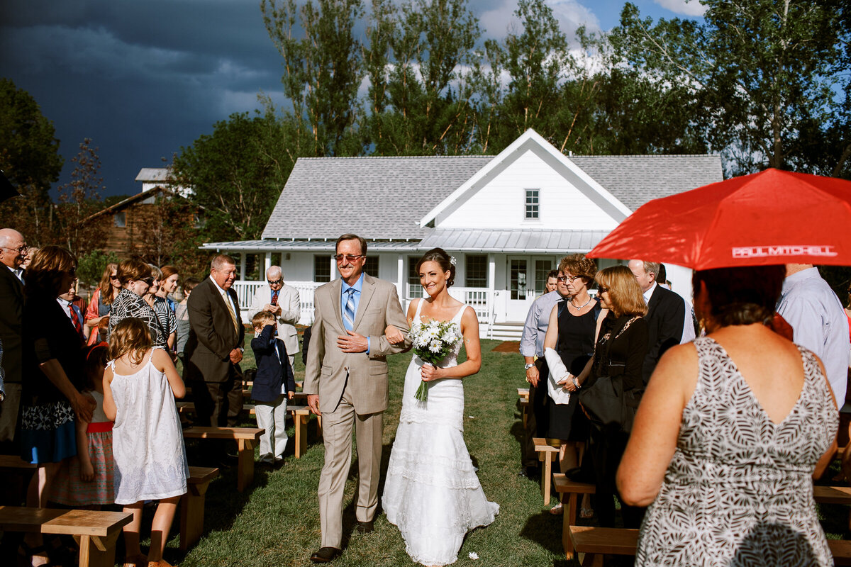 Barn at Raccoon Creek wedding processional 