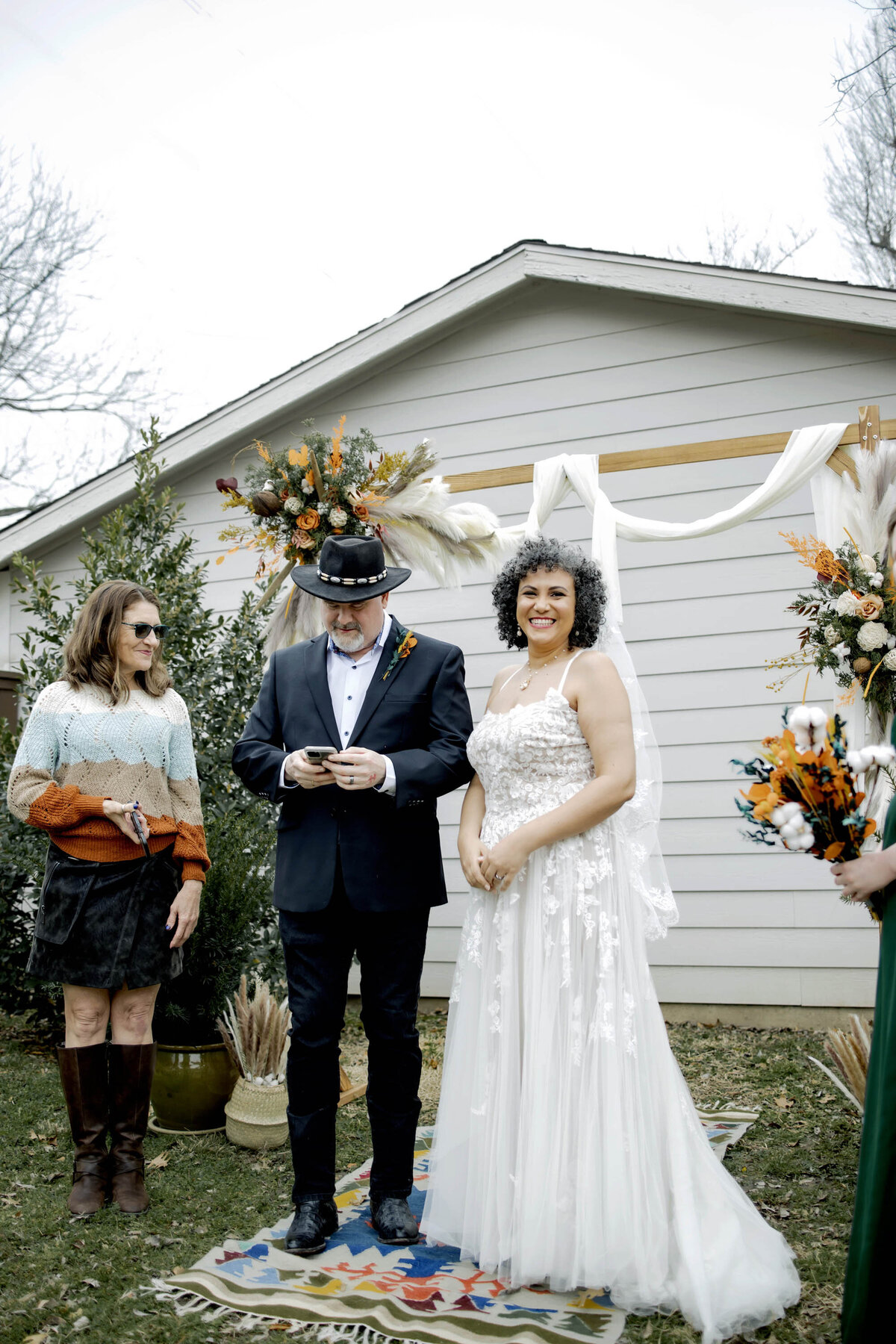 a bride and groom after their vows at their small wedding in dallas, texas