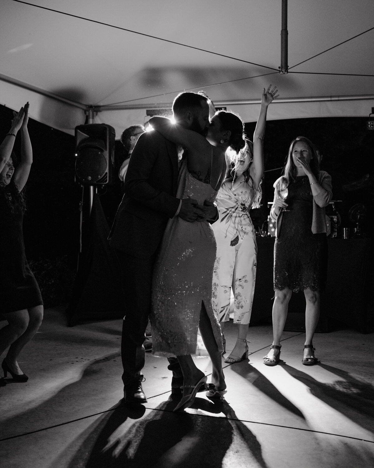 A nostalgic black and white wedding and elopement portrait, capturing timeless romance and emotion in Spokane, Washington.