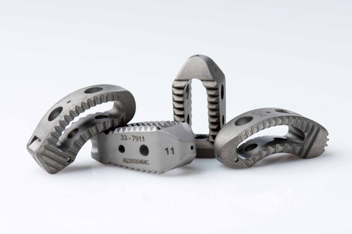 Seaspine family shot of surgical implants taken in studio. A form of macro product photography