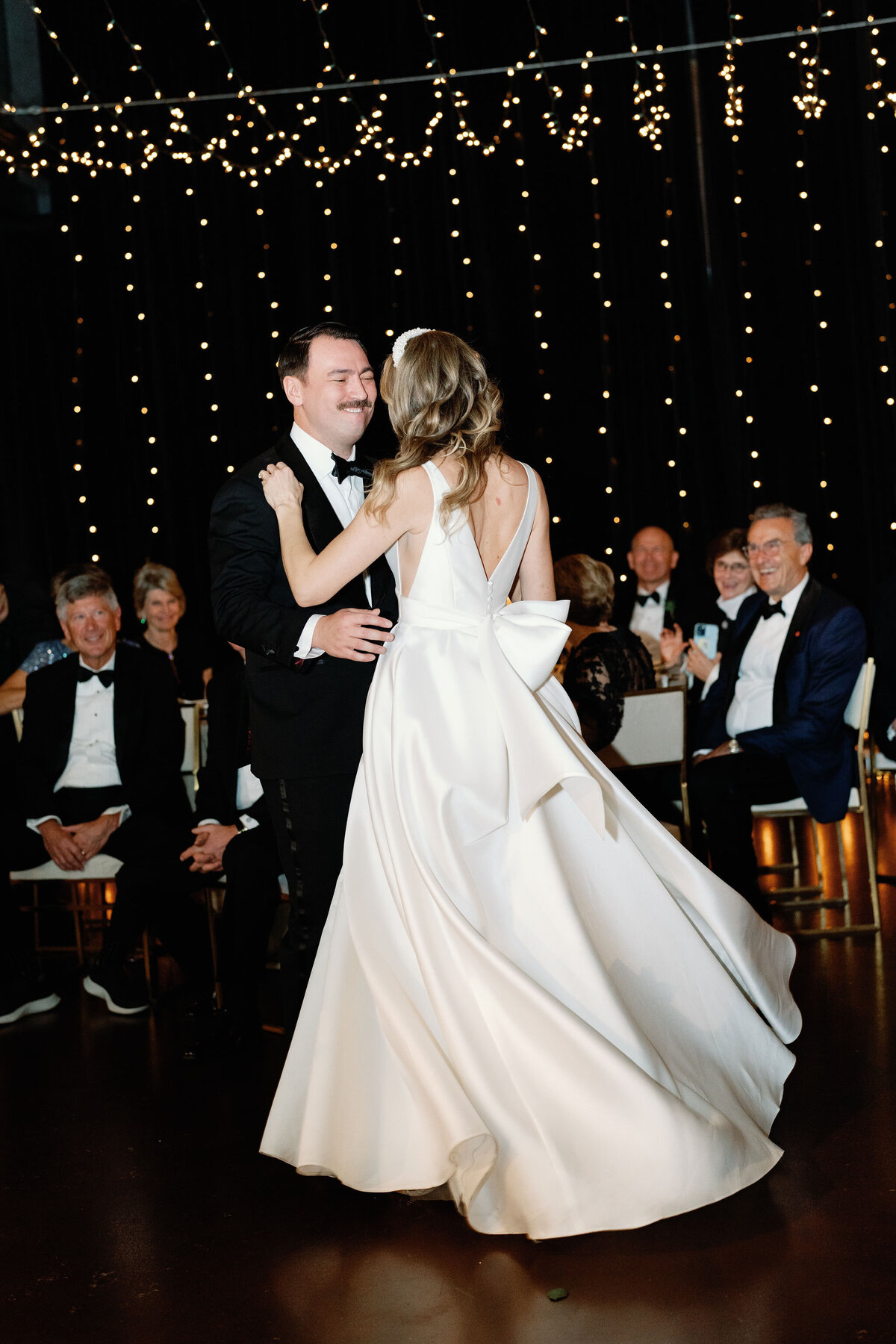 Bride and groom on the dance floor. 