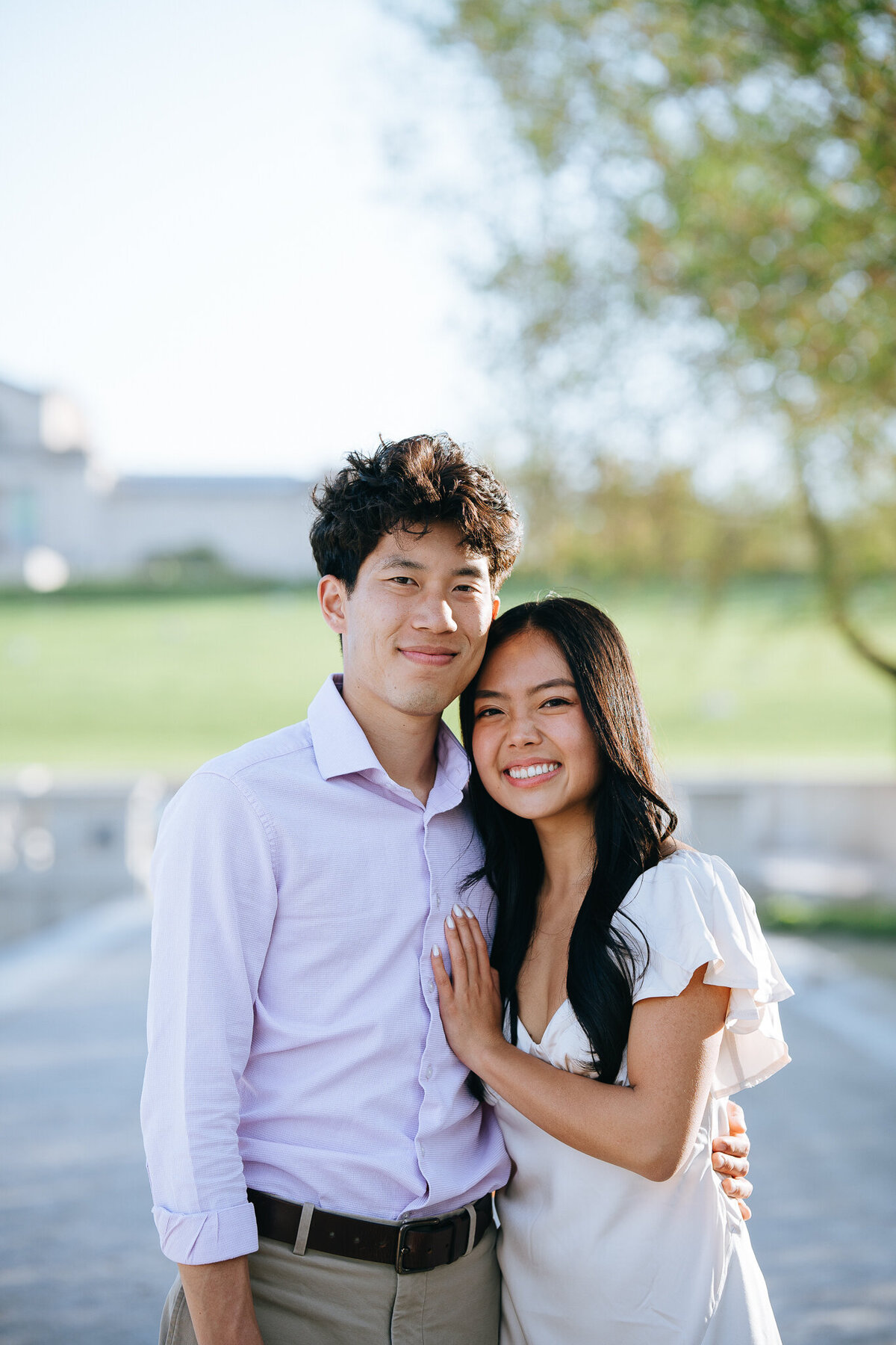 couple posing together at the grand basin