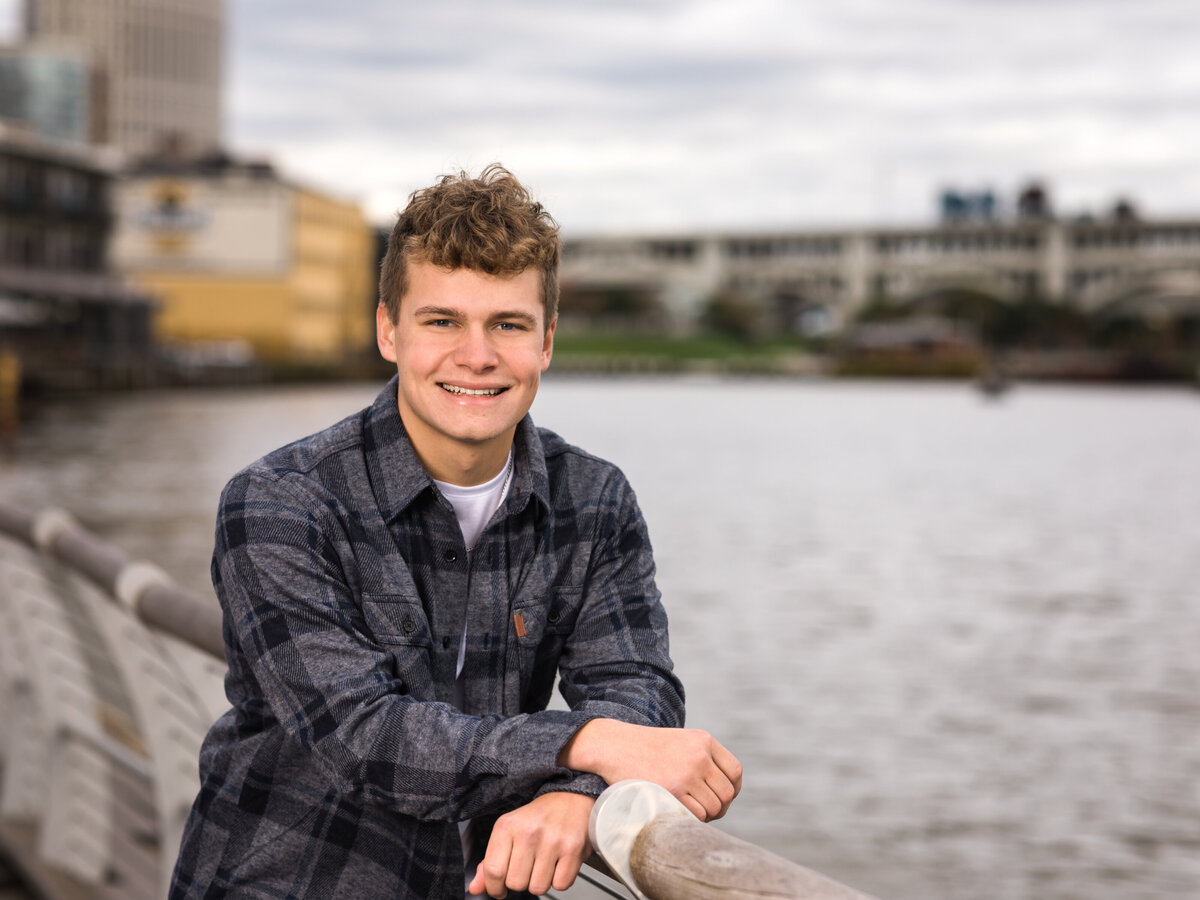 male senior portrait in downtown cleveland