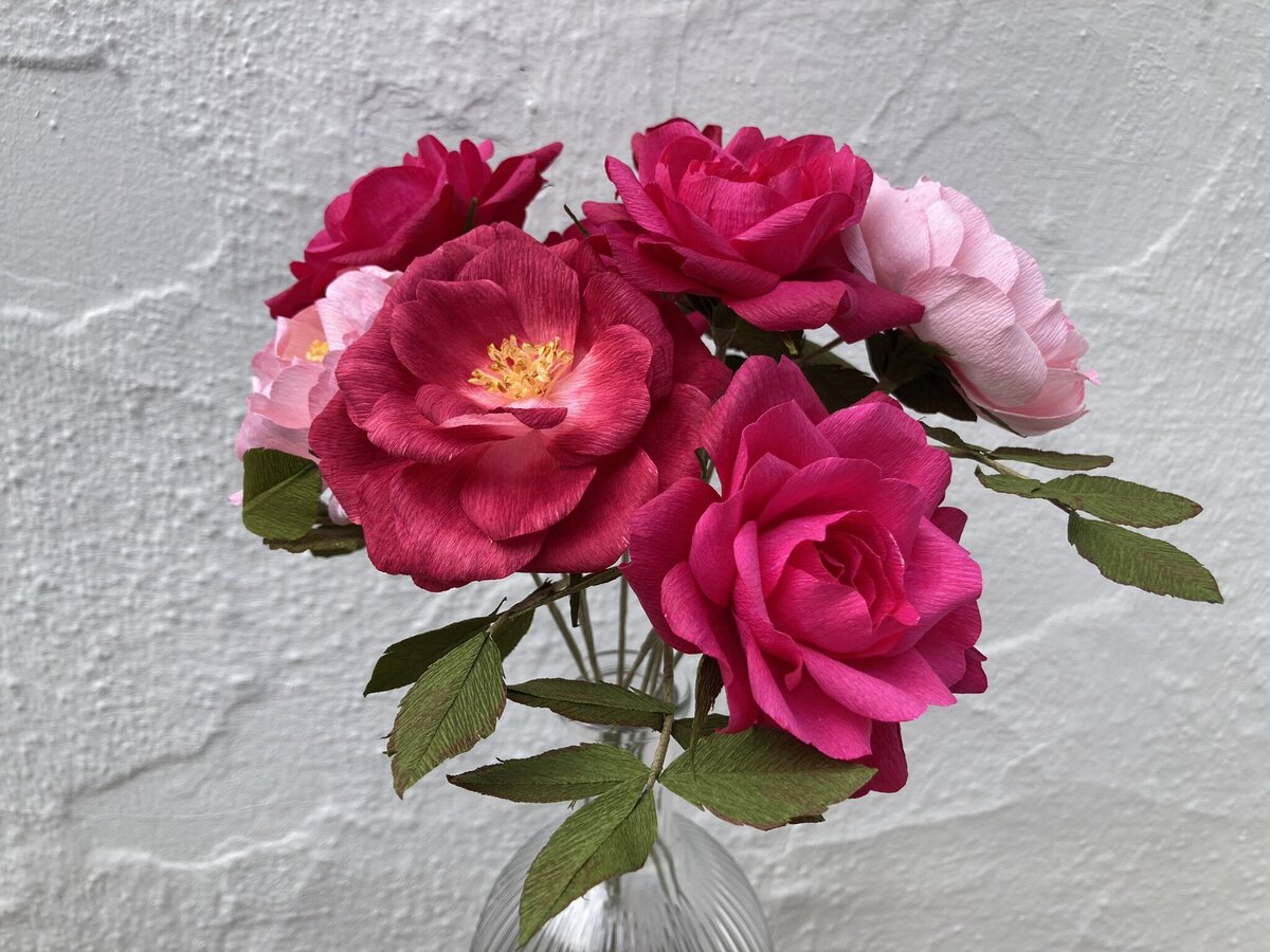 Pink paper roses